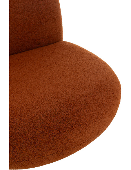 Fauteuil lounge moderne en Tissu Terracotta Bouclette Bois de peuplier Noir Neige - 7