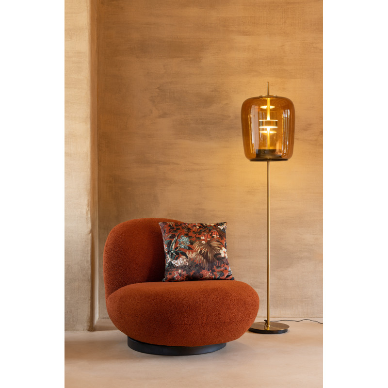Fauteuil lounge moderne en Tissu Terracotta Bouclette Bois de peuplier Noir Neige - 9