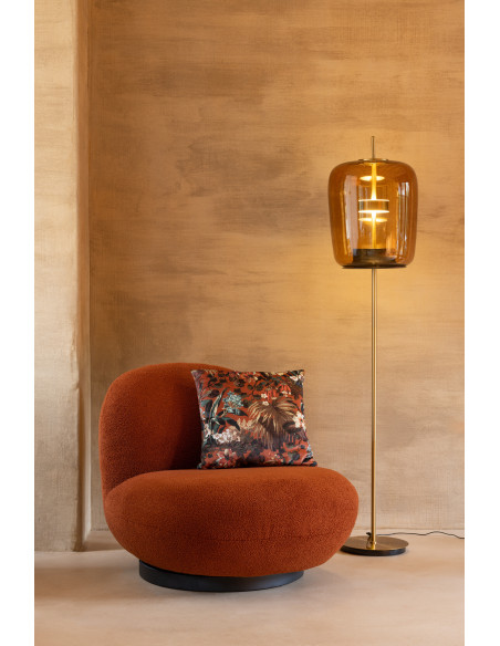 Fauteuil lounge moderne en Tissu Terracotta Bouclette Bois de peuplier Noir Neige - 9