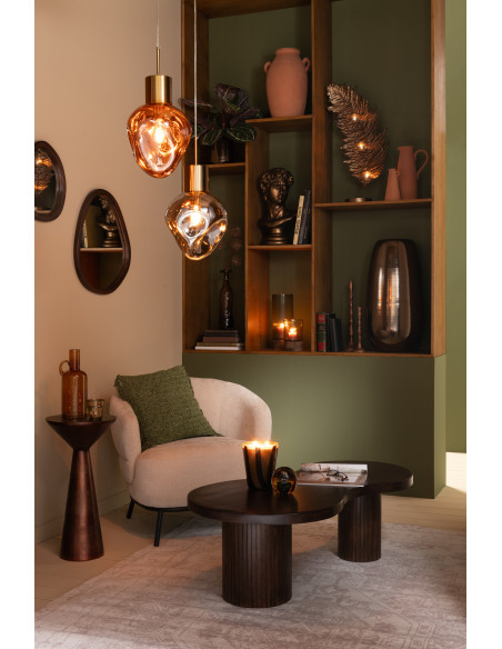 Fauteuil lounge moderne en Tissu Beige Métal Noir Mars - 2