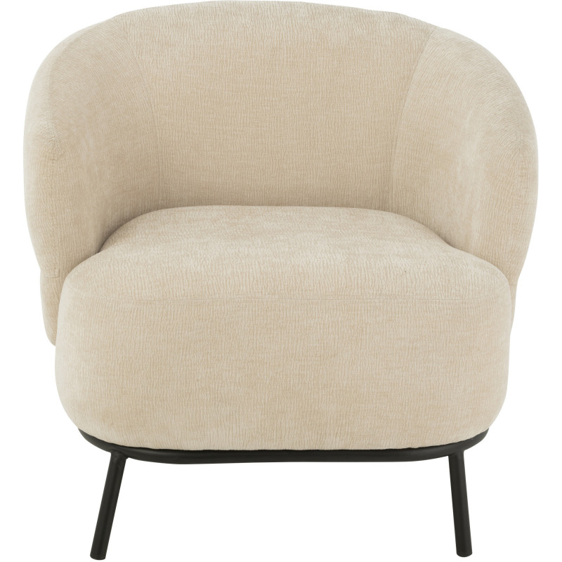 Fauteuil lounge moderne en Tissu Beige Métal Noir Mars - 3