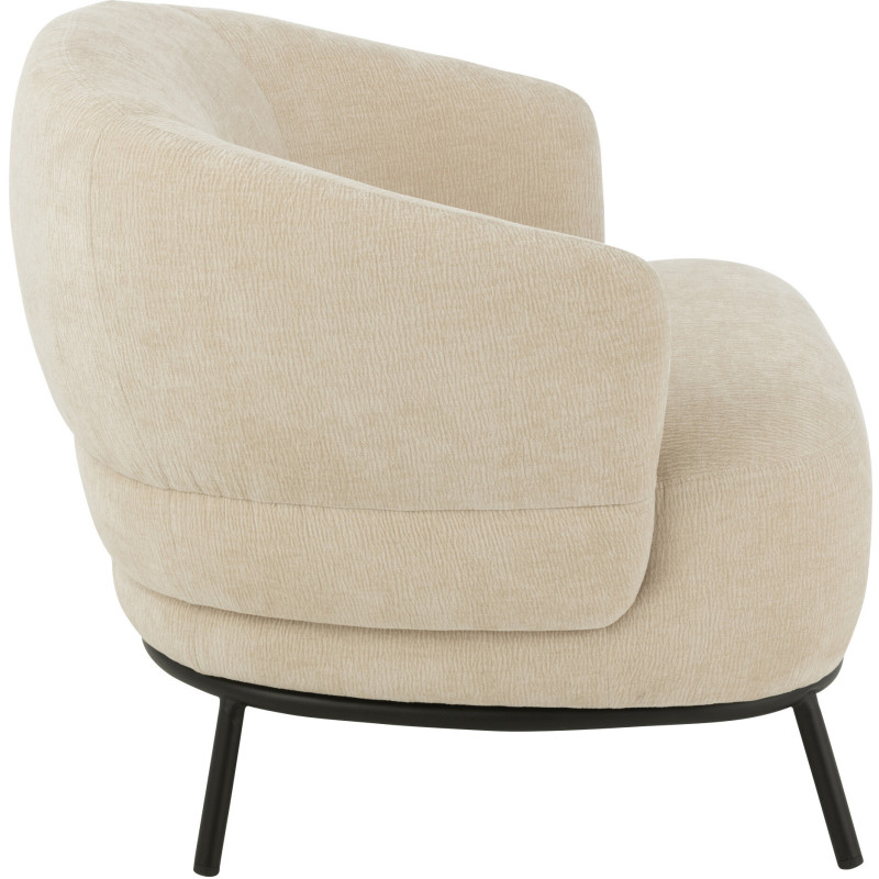 Fauteuil lounge moderne en Tissu Beige Métal Noir Mars - 4