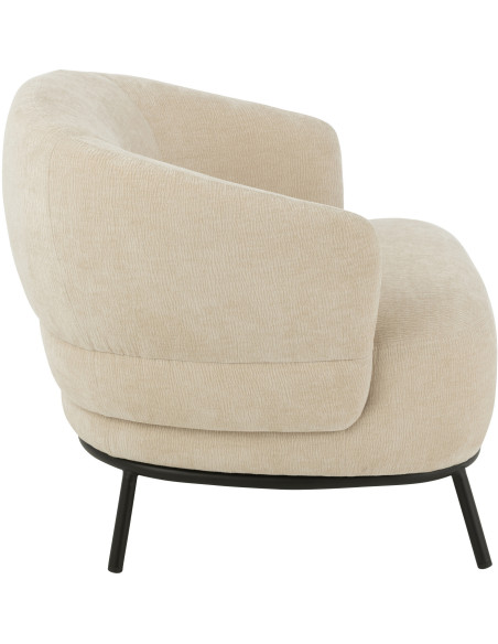Fauteuil lounge moderne en Tissu Beige Métal Noir Mars - 4