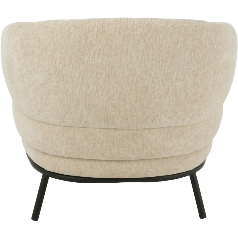 Fauteuil lounge moderne en Tissu Beige Métal Noir Mars - 5