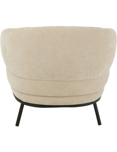 Fauteuil lounge moderne en Tissu Beige Métal Noir Mars - 5