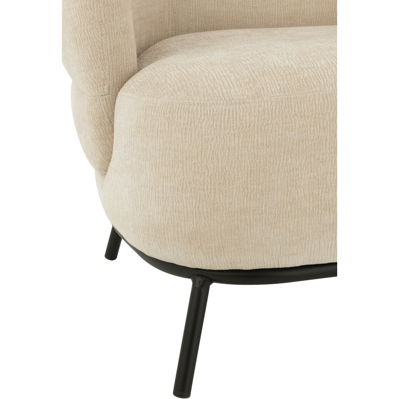 Fauteuil lounge moderne en Tissu Beige Métal Noir Mars - 6