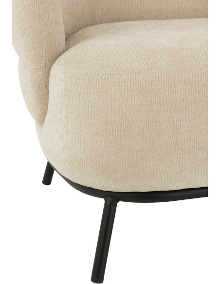 Fauteuil lounge moderne en Tissu Beige Métal Noir Mars - 6