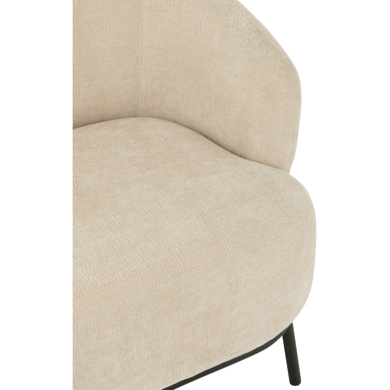 Fauteuil lounge moderne en Tissu Beige Métal Noir Mars - 7