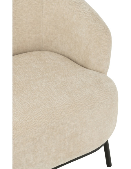 Fauteuil lounge moderne en Tissu Beige Métal Noir Mars - 7
