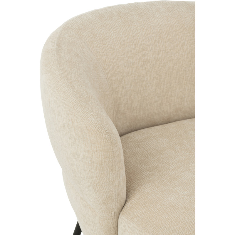 Fauteuil lounge moderne en Tissu Beige Métal Noir Mars - 8