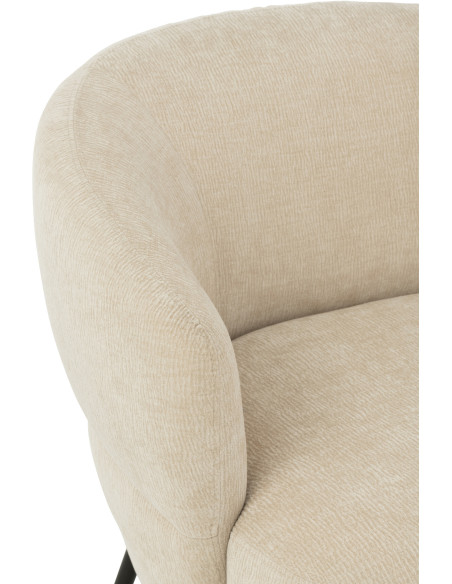 Fauteuil lounge moderne en Tissu Beige Métal Noir Mars - 8
