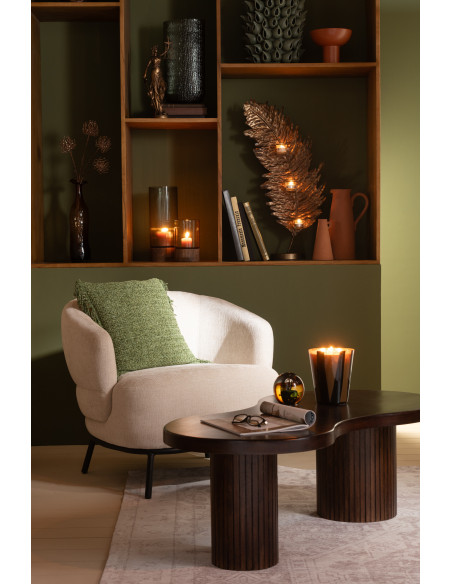 Fauteuil lounge moderne en Tissu Beige Métal Noir Mars - 10