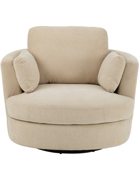 Fauteuil moderne pivotant Rond en Tissu Beige Bois de peuplier Swiv - 2
