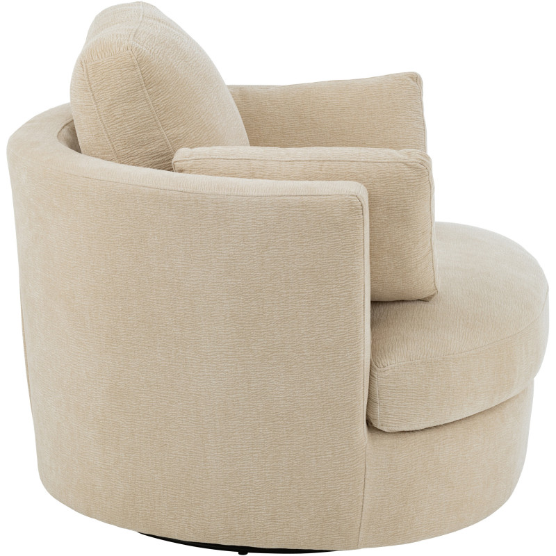Fauteuil moderne pivotant Rond en Tissu Beige Bois de peuplier Swiv - 3