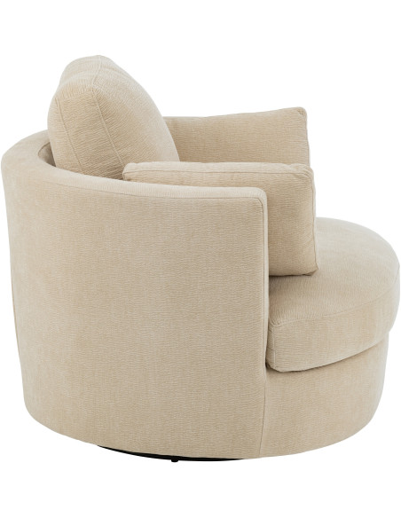 Fauteuil moderne pivotant Rond en Tissu Beige Bois de peuplier Swiv - 3