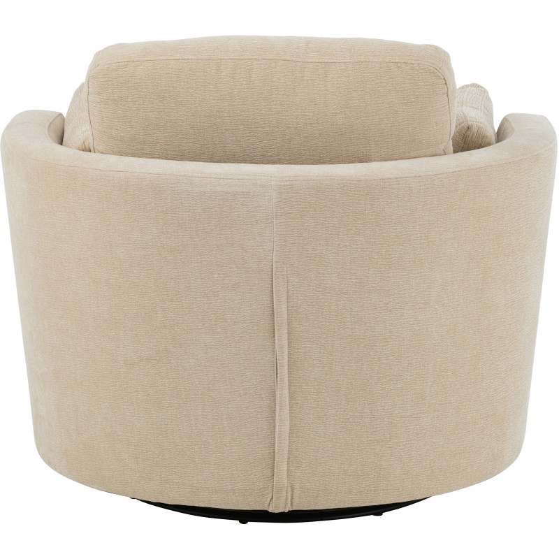 Fauteuil moderne pivotant Rond en Tissu Beige Bois de peuplier Swiv - 4