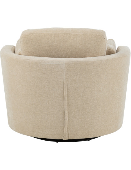 Fauteuil moderne pivotant Rond en Tissu Beige Bois de peuplier Swiv - 4