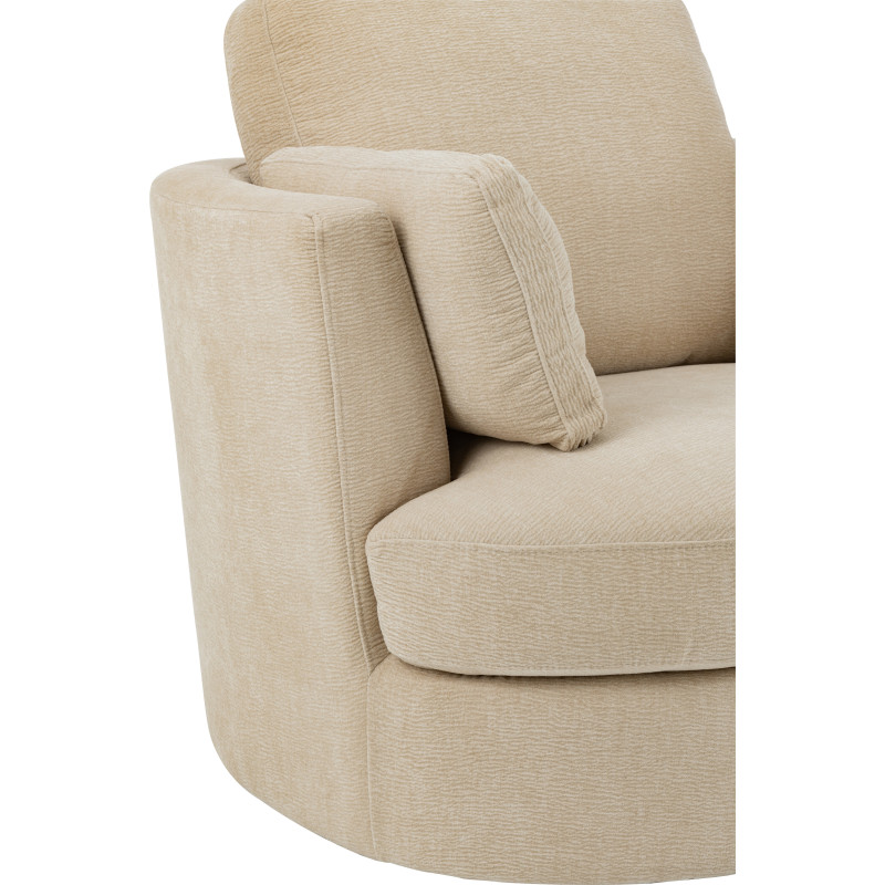 Fauteuil moderne pivotant Rond en Tissu Beige Bois de peuplier Swiv - 5
