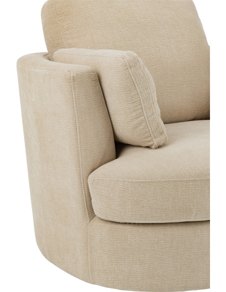 Fauteuil moderne pivotant Rond en Tissu Beige Bois de peuplier Swiv - 5