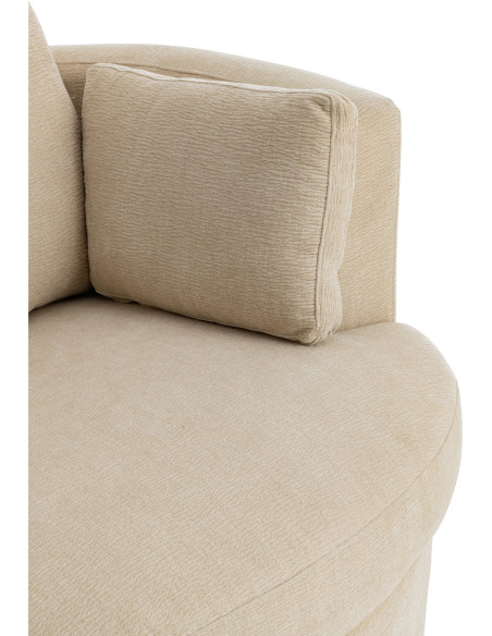 Fauteuil moderne pivotant Rond en Tissu Beige Bois de peuplier Swiv - 6