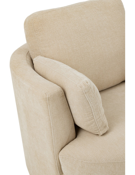 Fauteuil moderne pivotant Rond en Tissu Beige Bois de peuplier Swiv - 8