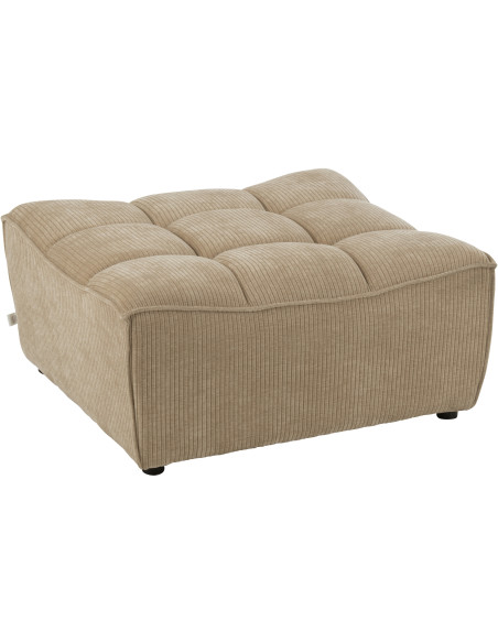 Pouf moderne XL Carré en Tissu Beige foncé Bois de peuplier Grid - 1