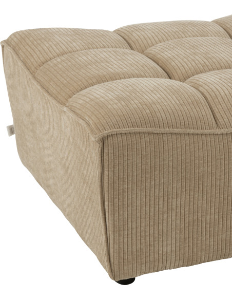 Pouf moderne XL Carré en Tissu Beige foncé Bois de peuplier Grid - 4
