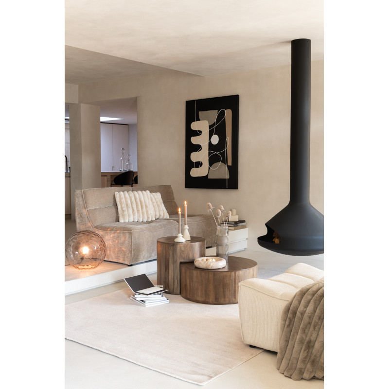 Fauteuil lounge moderne en Tissu Taupe foncé Bois de peuplier Grid - 10