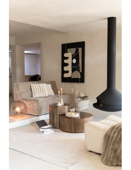 Fauteuil lounge moderne en Tissu Taupe foncé Bois de peuplier Grid - 10