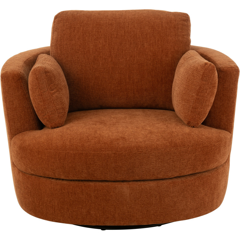 Fauteuil moderne pivotant Rond en Tissu Terracotta Bois de peuplier Swiv - 2