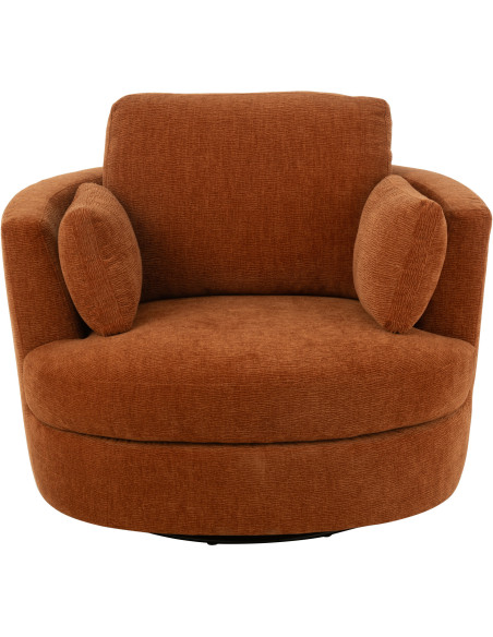 Fauteuil moderne pivotant Rond en Tissu Terracotta Bois de peuplier Swiv - 2
