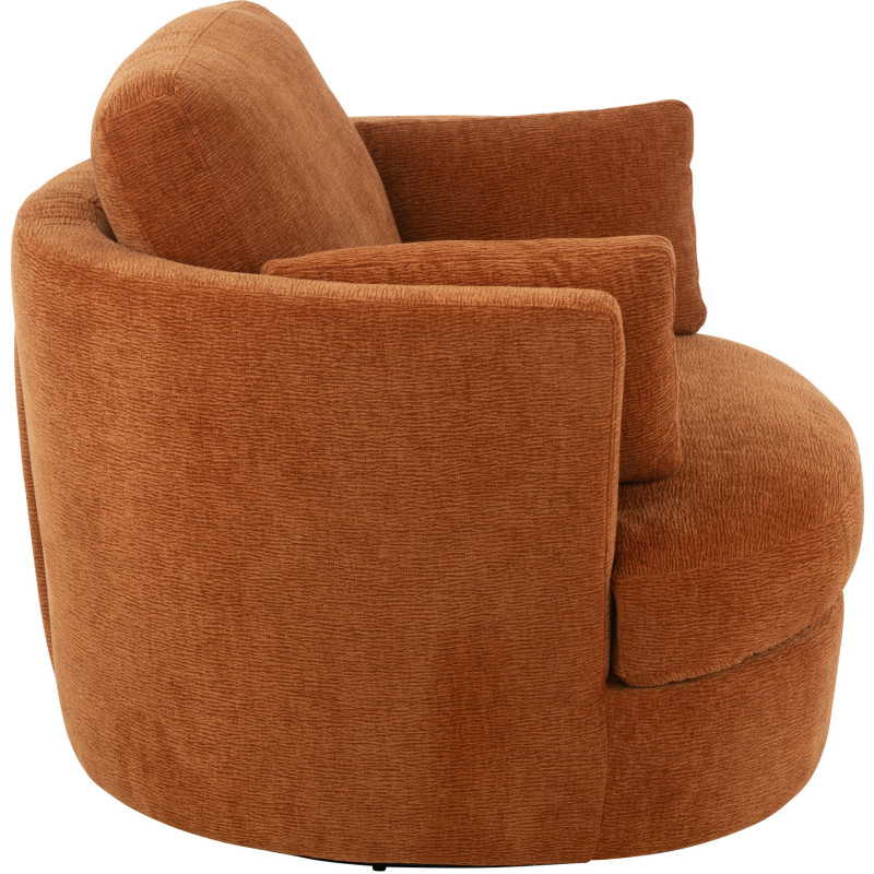 Fauteuil moderne pivotant Rond en Tissu Terracotta Bois de peuplier Swiv - 3