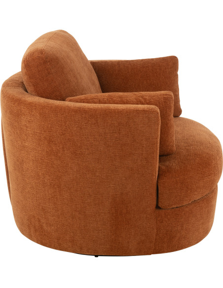 Fauteuil moderne pivotant Rond en Tissu Terracotta Bois de peuplier Swiv - 3