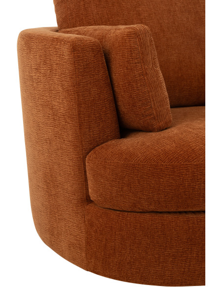 Fauteuil moderne pivotant Rond en Tissu Terracotta Bois de peuplier Swiv - 5