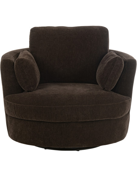 Fauteuil moderne pivotant Rond en Tissu Marron foncé Bois de peuplier Swiv - 3
