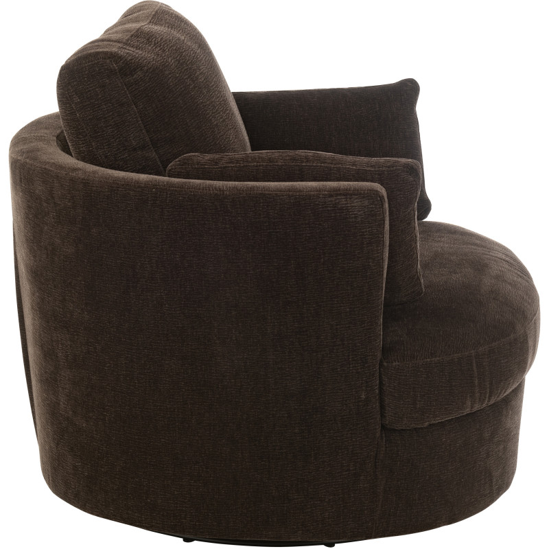 Fauteuil moderne pivotant Rond en Tissu Marron foncé Bois de peuplier Swiv - 4