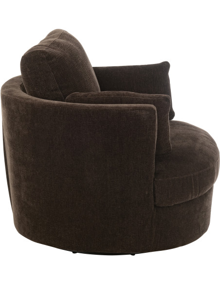 Fauteuil moderne pivotant Rond en Tissu Marron foncé Bois de peuplier Swiv - 4