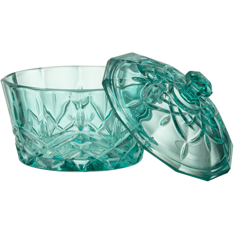 Boite Ronde avec couvercle Mali en Verre Bleu azur - 2