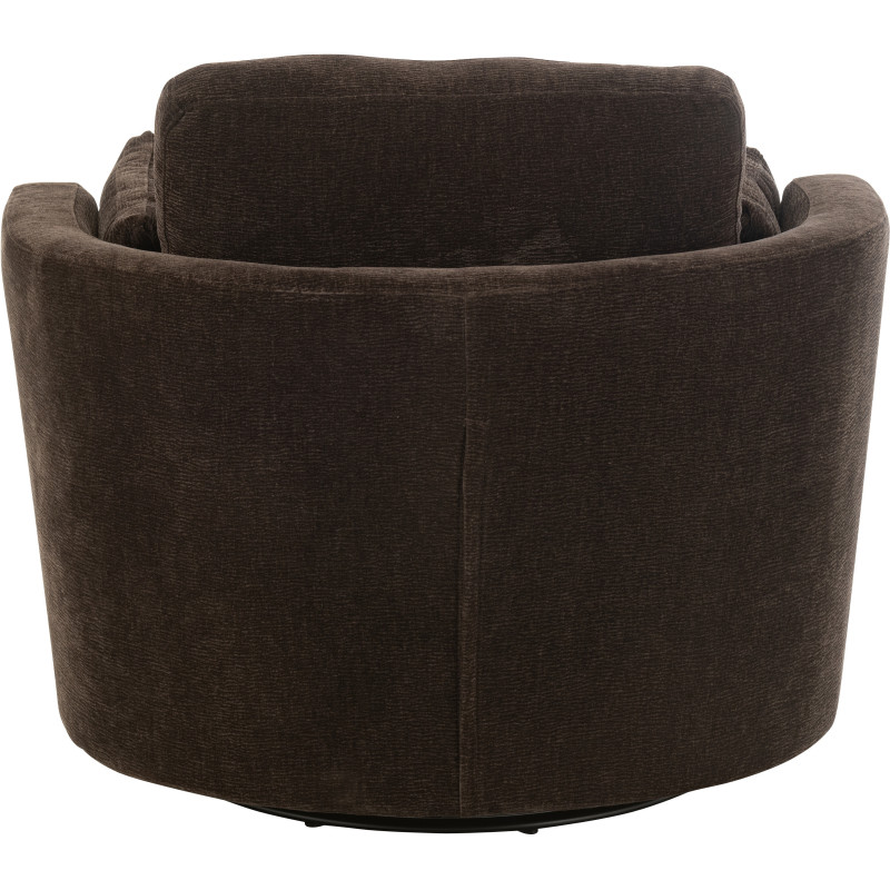 Fauteuil moderne pivotant Rond en Tissu Marron foncé Bois de peuplier Swiv - 5