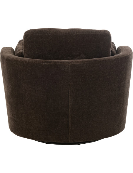 Fauteuil moderne pivotant Rond en Tissu Marron foncé Bois de peuplier Swiv - 5