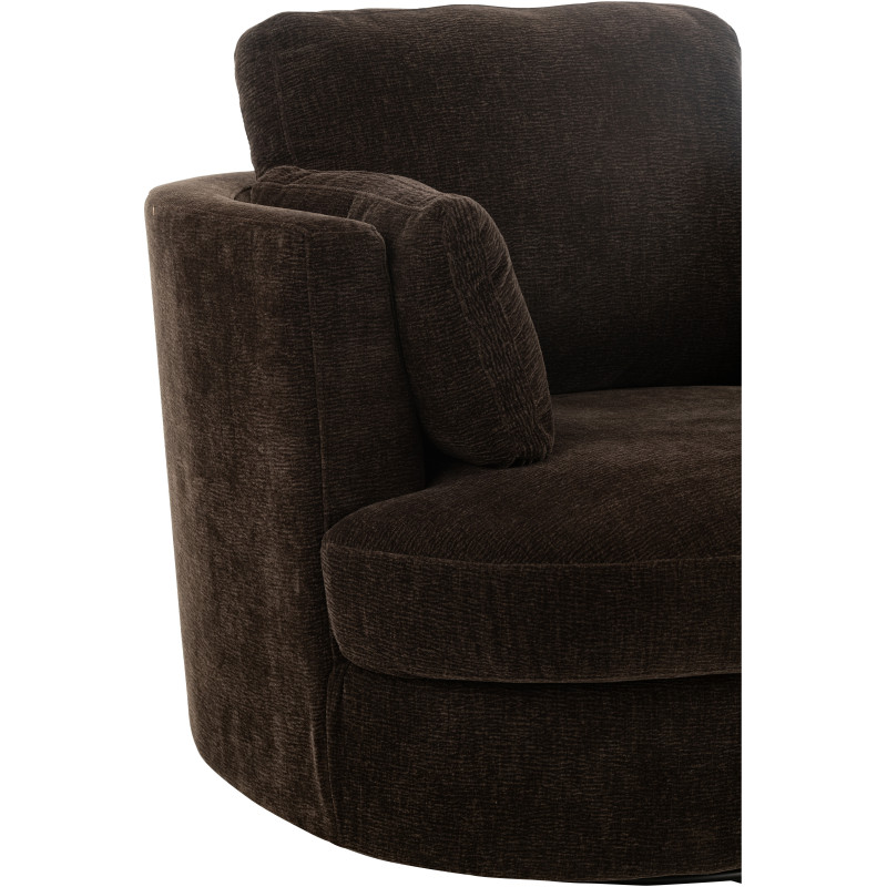 Fauteuil moderne pivotant Rond en Tissu Marron foncé Bois de peuplier Swiv - 6