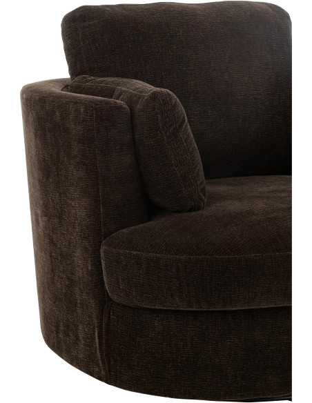 Fauteuil moderne pivotant Rond en Tissu Marron foncé Bois de peuplier Swiv - 6