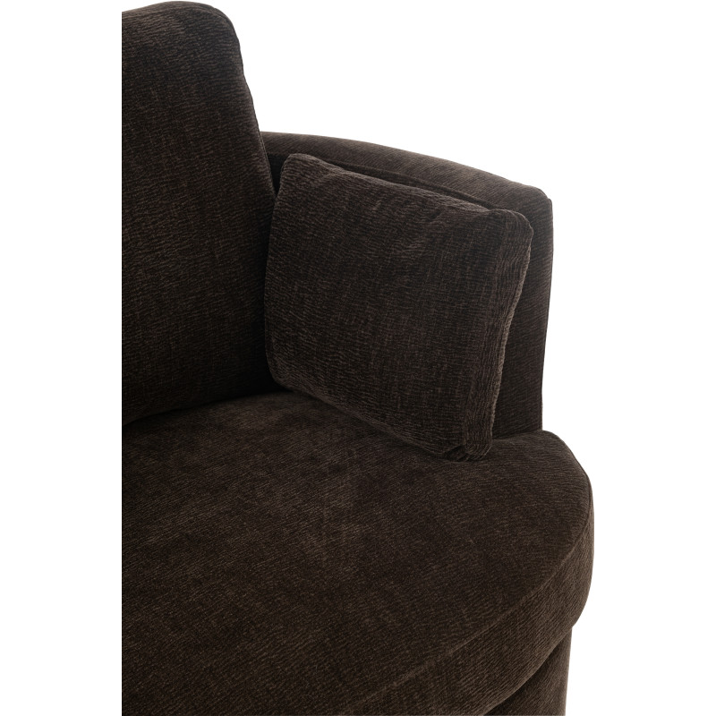 Fauteuil moderne pivotant Rond en Tissu Marron foncé Bois de peuplier Swiv - 7