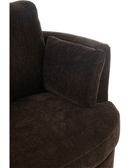 Fauteuil moderne pivotant Rond en Tissu Marron foncé Bois de peuplier Swiv - 7