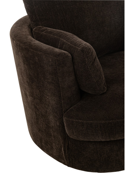 Fauteuil moderne pivotant Rond en Tissu Marron foncé Bois de peuplier Swiv - 9