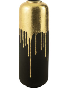 Vase moderne bicolore Cylindrique XXL Hauteur 70 cm en Métal Noir Doré Duo - 1