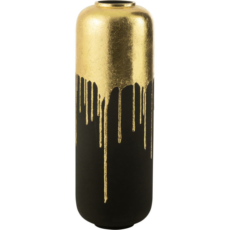 Vase moderne bicolore Cylindrique XXL Hauteur 70 cm en Métal Noir Doré Duo - 1