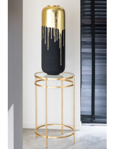 Vase moderne bicolore Cylindrique XXL Hauteur 70 cm en Métal Noir Doré Duo - 1 2