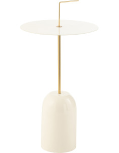 Table d'appoint design Ronde en Métal Blanc Doré Disque - 1