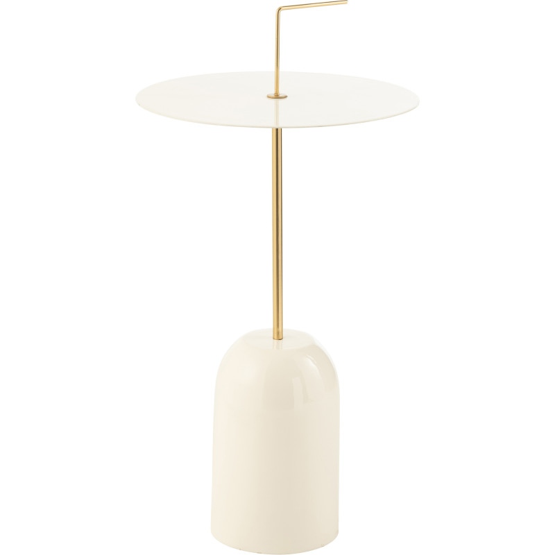 Table d'appoint design Ronde en Métal Blanc Doré Disque - 1